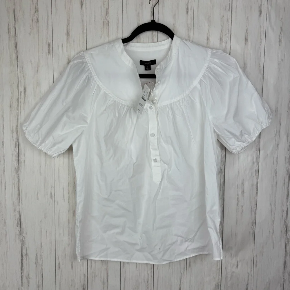 J Crew NWT Puff-sleeve Cotton Poplin Popover Top SIZE 6
